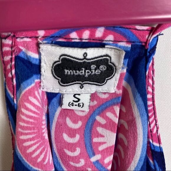 Mud Pie Waverly Pinwheel Print Racer Back Tank Top Blue Pink Small - Picture 10 of 11